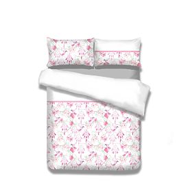 Pościel SNUGGY biała z kwiatowym nadrukiem 155x220*2+80x80*2 AmeliaHome