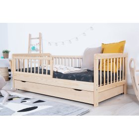 Łóżko dziecięce z barierką TEDDY - naturalne, Ourbaby®