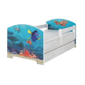 Dziecięca łóżko z bariera - Dory i Nemo - dekoracje norweski sosna, BabyBoo, Finding Dory
