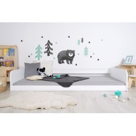 Łóżko drewniane Montessori Sia - białe, Ourbaby