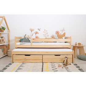 Łóżko dziecięce z dostawką i barierką Praktik - naturalne, Ourbaby®