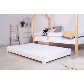 Wysuwane dodatkowe łóżko Vario z materacem piankowym - białe, Litdrew
