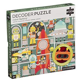 Roboty Petit Collage Puzzle 100 szt. z okularami 3D