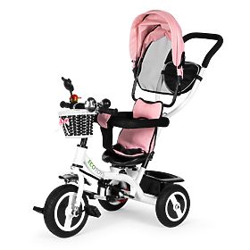 Rower trójkołowy obracany szczyt trwałe gumowe koła różowy ECOTOYS, EcoToys