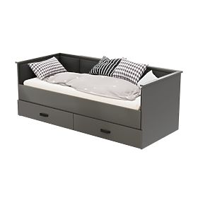 Rozkładane łóżko HELIOS z panelami tapicerowanymi grafit 200x80/200x160