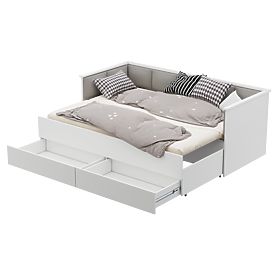 Rozkładane łóżko HELIOS z tapicerowanymi panelami szare 200x80/200x160