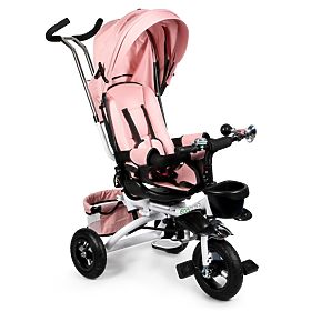 Różowy trójkołowiec obrotowy 360° Delux z daszkiem ECOTOYS, EcoToys