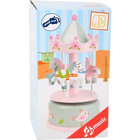 small foot Pozytywka karuzela z konikami różowa