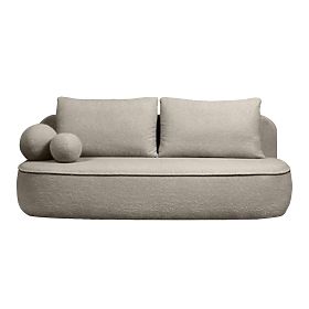 Sofa z funkcją spania i schowkiem Bella brązowo-szara, boucle