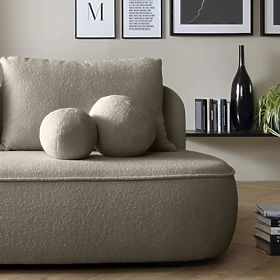 Sofa z funkcją spania i schowkiem Bella brązowo-szara, boucle