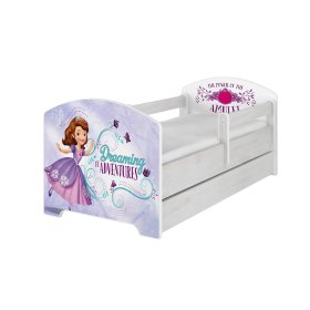 Łóżko dziecięce z barierką - Sofia the first - dekor norweskiej sosny, BabyBoo, Sofia the first