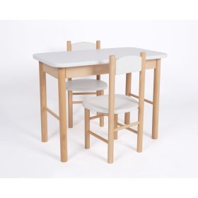 Prosty zestaw stolików i krzeseł - biały, Drewnopol