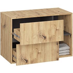 SZAFKA ŁAZIENKOWA POD UMYWALKĘ Z OTWORAMI VAMI W90 UM 2SZ 2P DĄB ARTISAN / GRAFITOWY SZARY