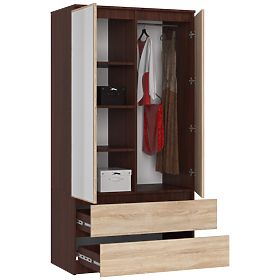 SZAFKA S 90 cm 2 DRZWI 2 SZUFLADY 2 LUSTRA PK WENGE / SONOMA