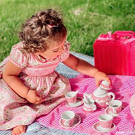 Tidlo Naczynia na piknik w różowym koszyku, Tidlo