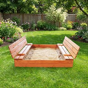 Zamykana piaskownica z ławkami 140 x 140 - impregnowana, Ourbaby®