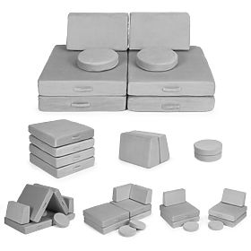 Duża modułowa składana sofa dla dzieci DIY 8 miękkich poduszek - szara ECOTOYS