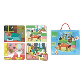 Drewniany domek z puzzli Vilac