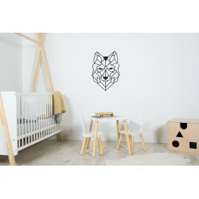 Drewniany obraz geometryczny - Wilk - różne kolory