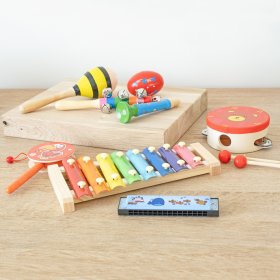 Xylophonic - Zestaw 7 drewnianych instrumentów muzycznych, Ourbaby